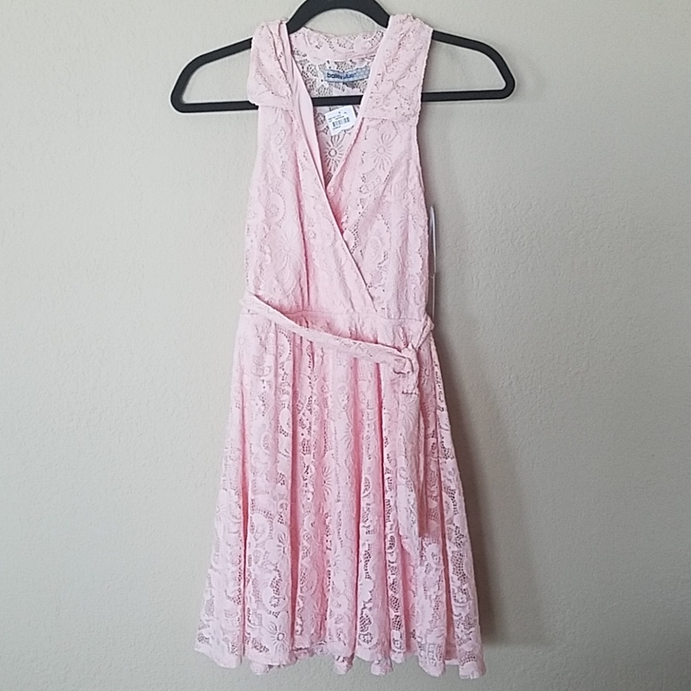 Pink collared lace dress
